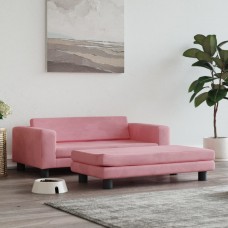 Suņa gulta ar pagarinājumu, rozā, 100x50x30 cm, samts