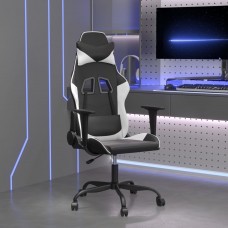 Datorspēļu krēsls, melna un balta mākslīgā āda