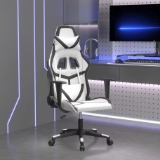 Datorspēļu krēsls, balta un melna mākslīgā āda