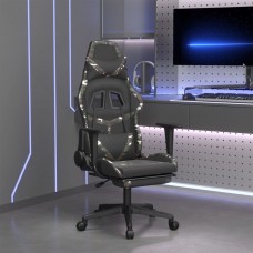 Datorkrēsls ar kāju balstu, melna un kamuflāžas mākslīgā āda