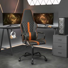 Datorspēļu krēsls, melna un oranža mākslīgā āda