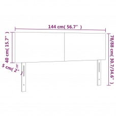 Gultas galvgalis ar led, 144x5x78/88 cm, gaiši pelēks audums