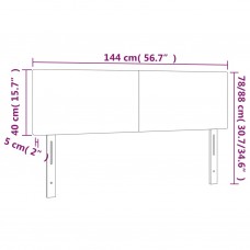 Gultas galvgalis ar led, 144x5x78/88 cm, krēmkrāsas audums