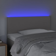 Gultas galvgalis ar led, 100x5x78/88 cm, pelēka mākslīgā āda