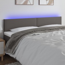 Gultas galvgalis ar led, 180x5x78/88 cm, pelēka mākslīgā āda