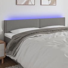 Gultas galvgalis ar led, 180x5x78/88 cm, tumši pelēks audums