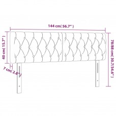 Gultas galvgalis ar led, 144x7x78/88 cm, zils audums