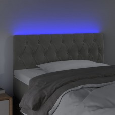 Gultas galvgalis ar led, 100x7x78/88 cm, gaiši pelēks samts