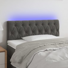 Gultas galvgalis ar led, 100x7x78/88 cm, tumši pelēks samts