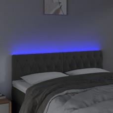 Gultas galvgalis ar led, 160x7x78/88 cm, tumši pelēks samts