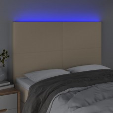 Gultas galvgalis ar led, 144x5x118/128 cm, krēmkrāsas audums