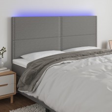 Gultas galvgalis ar led, 180x5x118/128 cm, tumši pelēks audums