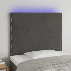 Gultas galvgalis ar led, 100x5x118/128 cm, tumši pelēks samts