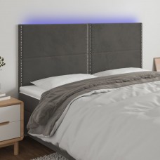 Gultas galvgalis ar led, 180x5x118/128 cm, tumši pelēks samts