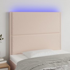 Gultas galvgalis ar led, 100x5x118/128cm, kapučīno mākslīgā āda