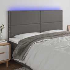 Gultas galvgalis ar led, 160x5x118/128 cm, pelēks mākslīgā āda