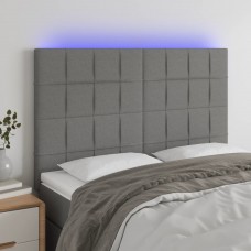 Gultas galvgalis ar led, 144x5x118/128 cm, tumši pelēks audums