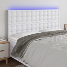 Gultas galvgalis ar led, 180x5x118/128 cm, balta mākslīgā āda