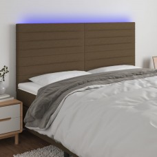 Gultas galvgalis ar led, 160x5x118/128 cm, tumši brūns audums