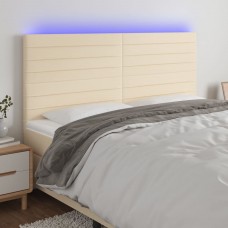 Gultas galvgalis ar led, 160x5x118/128 cm, krēmkrāsas audums