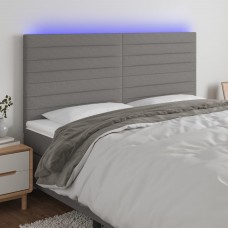 Gultas galvgalis ar led, 180x5x118/128 cm, tumši pelēks audums