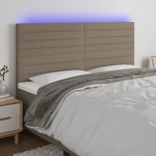 Gultas galvgalis ar led, 180x5x118/128 cm, pelēkbrūns audums