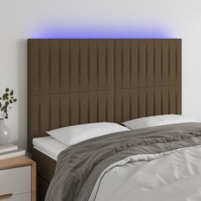 Gultas galvgalis ar led, 144x5x118/128 cm, tumši brūns audums