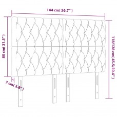 Gultas galvgalis ar led, 144x7x118/128 cm, pelēkbrūns audums