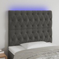 Gultas galvgalis ar led, 100x7x118/128 cm, tumši pelēks samts