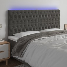 Gultas galvgalis ar led, 180x7x118/128 cm, tumši pelēks samts