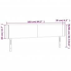 Gultas galvgalis ar led, 163x16x78/88 cm, gaiši pelēks samts