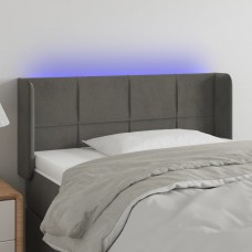 Gultas galvgalis ar led, 103x16x78/88 cm, tumši pelēks samts