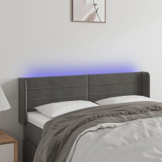 Gultas galvgalis ar led, 147x16x78/88 cm, tumši pelēks samts