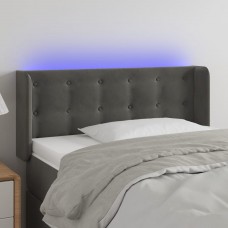 Gultas galvgalis ar led, 103x16x78/88 cm, tumši pelēks samts