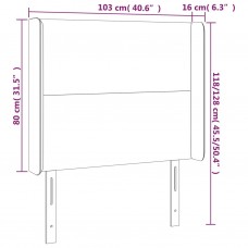 Gultas galvgalis ar led, 103x16x118/128 cm, tumši zils samts