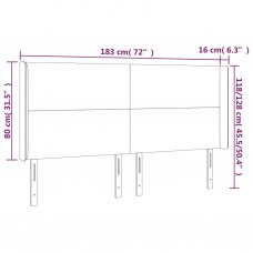 Gultas galvgalis ar led, 183x16x118/128 cm, gaiši pelēks samts