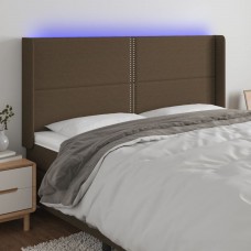 Gultas galvgalis ar led, 163x16x118/128 cm, tumši brūns audums