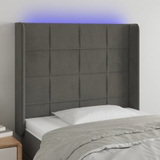 Gultas galvgalis ar led, 103x16x118/128 cm, tumši pelēks samts