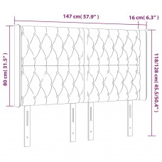 Gultas galvgalis ar led, 147x16x118/128 cm, gaiši pelēks samts