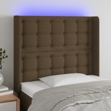 Gultas galvgalis ar led, 103x16x118/128 cm, tumši brūns audums