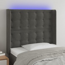 Gultas galvgalis ar led, 103x16x118/128 cm, tumši pelēks samts