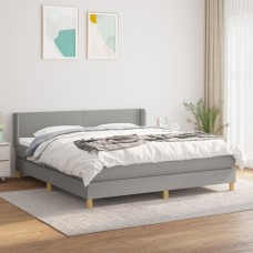 Atsperu gulta ar matraci, gaiši pelēka audums, 160x200 cm