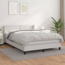 Atsperu gulta ar matraci, balta, 140x200 cm, mākslīgā āda
