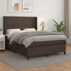 Atsperu gulta ar matraci, brūna, 140x200 cm, mākslīgā āda