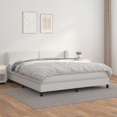 Atsperu gulta ar matraci, balta, 180x200 cm, mākslīgā āda