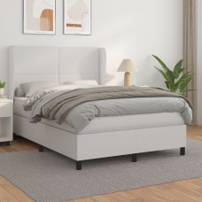 Atsperu gulta ar matraci, balta, 140x200 cm, mākslīgā āda