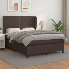 Atsperu gulta ar matraci, brūna, 140x190 cm, mākslīgā āda