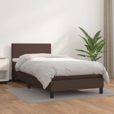 Atsperu gulta ar matraci, brūna, 100x200 cm, mākslīgā āda