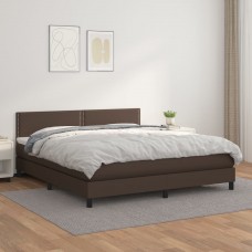 Atsperu gulta ar matraci, brūna, 180x200 cm, mākslīgā āda