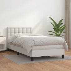 Atsperu gulta ar matraci, balta, 80x200 cm, mākslīgā āda